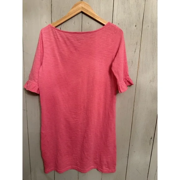 Lilly Pulitzer Somerset T-Shirt M Dress Ruffle Sleeves Passion Pink - Picture 7 of 8